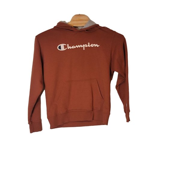 Champion Hooded Sweatshirt Pull Over Rust/Brown Long Sleeve Hoodie Size Men's‎ M - Picture 1 of 7